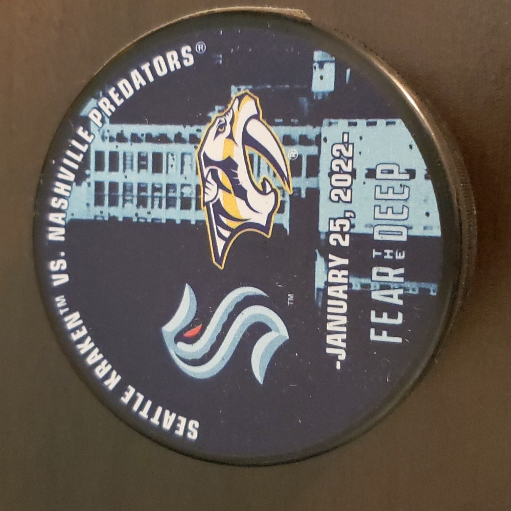 Seattle Kraken vs Predators Puck